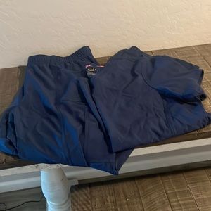 Navy blue scrubs bottom coat top 2x